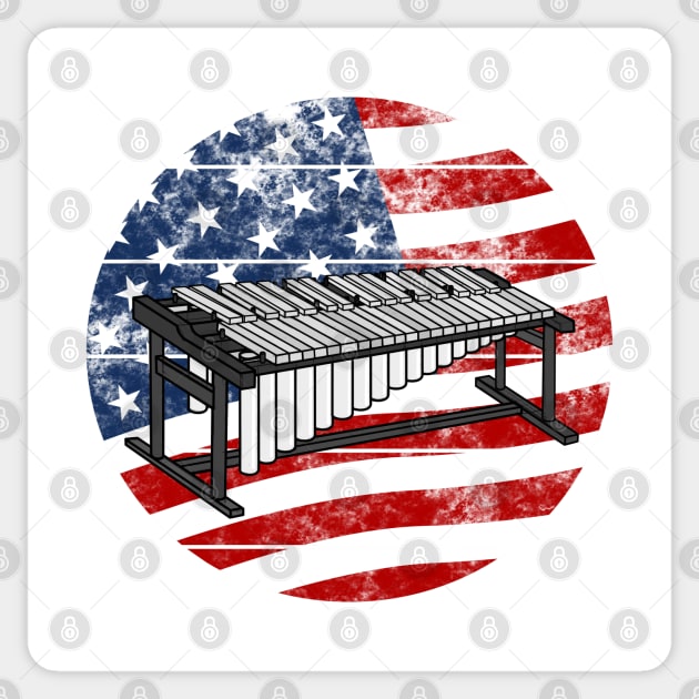 Marimba USA Flag Marimbist Percussionist Musician 4th July Sticker by doodlerob